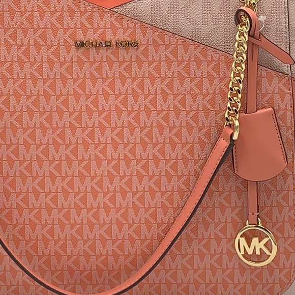 MICHAEL KORS LARGE X CHAIN SHOULDER TOTE BAG SHERBERT MULTI COLOR - Picture 13 of 15